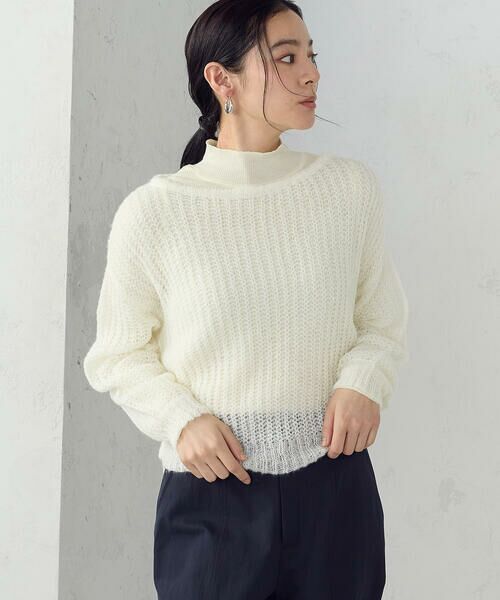 COMME CA ISM / コムサイズム ニット・セーター | モヘアライク ドロストニット（オフホワイト）
