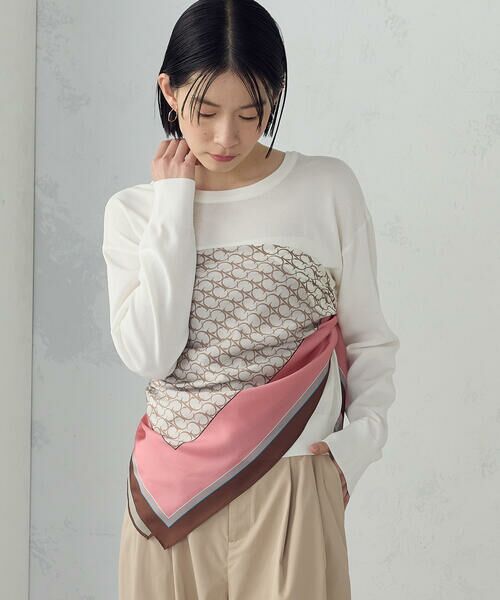 COMME CA ISM / コムサイズム マフラー・ショール・スヌード・ストール | ブロックカラーモノグラムスカーフ（ピンク系）