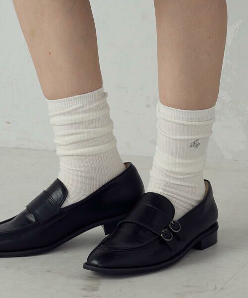 COMME CA ISM / コムサイズム ソックス | ロゴ刺繍 ミドル丈リブソックス | 詳細1