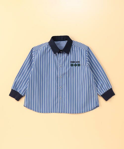 COMME CA ISM / コムサイズム ベビー・キッズグッズ | ストライプシャツ(ベビーサイズ)（ネイビー）