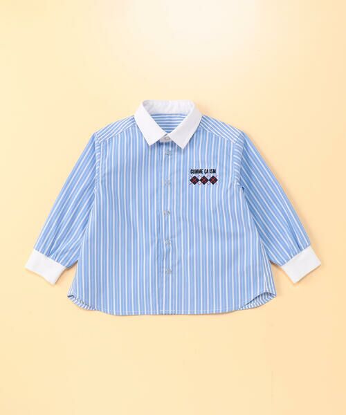COMME CA ISM / コムサイズム ベビー・キッズグッズ | ストライプシャツ(ベビーサイズ)（サックス）