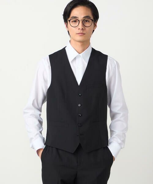 COMME CA ISM / コムサイズム セットアップ | 【セットアップ対応】ポリエステル ウール トロピカル ベスト（ブラック）