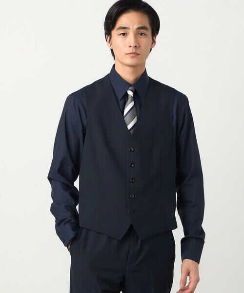 COMME CA ISM / コムサイズム セットアップ | 【セットアップ対応】ポリエステル ウール トロピカル ベスト（ネイビー）