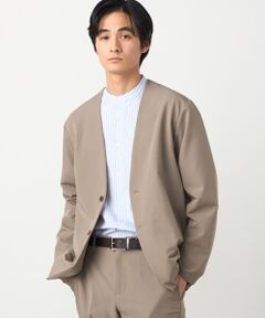 COMME CA ISM / コムサイズム ノーカラージャケット | 【セットアップ対応】ポリエステル レーヨン ストレッチツイル ノーカラージャケット