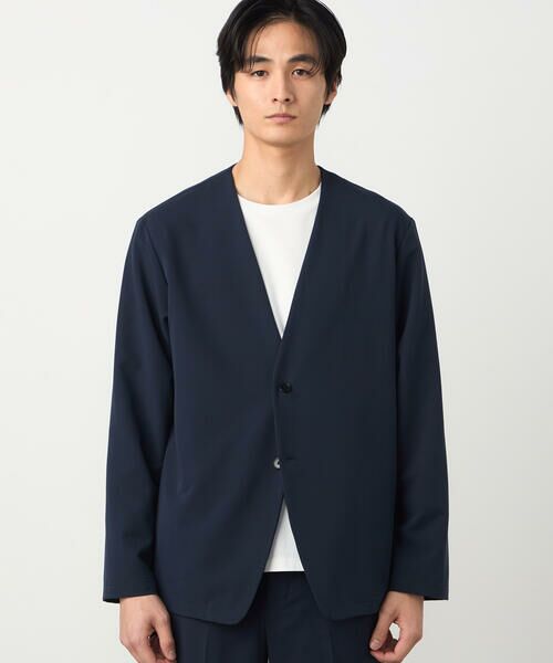 COMME CA ISM / コムサイズム ノーカラージャケット | 【セットアップ対応】ポリエステル レーヨン ストレッチツイル ノーカラージャケット | 詳細7