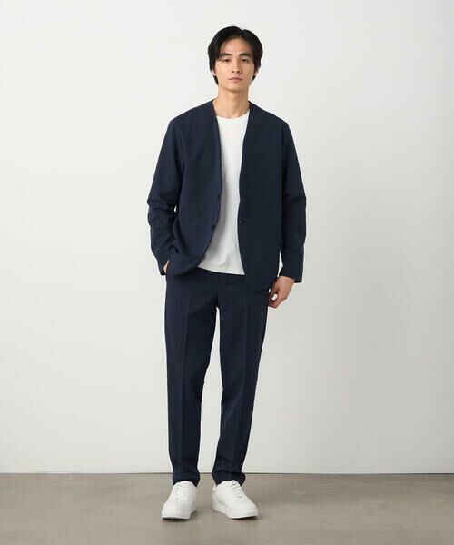 COMME CA ISM / コムサイズム ノーカラージャケット | 【セットアップ対応】ポリエステル レーヨン ストレッチツイル ノーカラージャケット | 詳細1