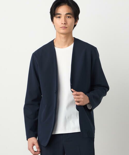 COMME CA ISM / コムサイズム ノーカラージャケット | 【セットアップ対応】ポリエステル レーヨン ストレッチツイル ノーカラージャケット | 詳細5