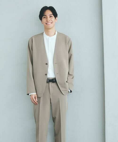 COMME CA ISM / コムサイズム ノーカラージャケット | 【セットアップ対応】ポリエステル レーヨン ストレッチツイル ノーカラージャケット | 詳細16