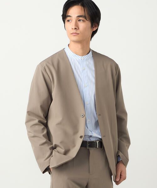 COMME CA ISM / コムサイズム ノーカラージャケット | 【セットアップ対応】ポリエステル レーヨン ストレッチツイル ノーカラージャケット | 詳細19