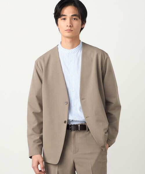 COMME CA ISM / コムサイズム ノーカラージャケット | 【セットアップ対応】ポリエステル レーヨン ストレッチツイル ノーカラージャケット | 詳細20