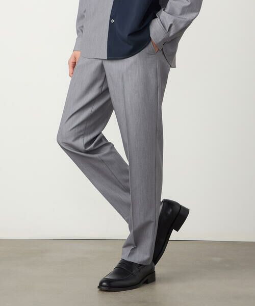 COMME CA ISM / コムサイズム スラックス・ドレスパンツ | 【セットアップ対応】ポリエステル レーヨン ストレッチツイル テーパードスラックス（グレー）