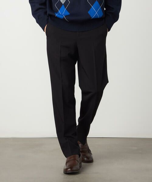COMME CA ISM / コムサイズム スラックス・ドレスパンツ | 【セットアップ対応】ポリエステル レーヨン ストレッチツイル テーパードスラックス（ブラック）