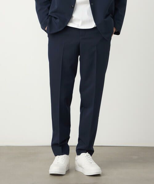 COMME CA ISM / コムサイズム スラックス・ドレスパンツ | 【セットアップ対応】ポリエステル レーヨン ストレッチツイル テーパードスラックス（ネイビー）