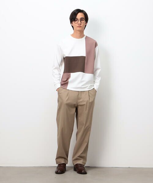 COMME CA ISM / コムサイズム Tシャツ | ストレッチポンチ×ワッフル ブロッキング 長袖Ｔシャツ | 詳細1