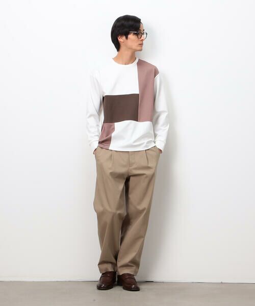 COMME CA ISM / コムサイズム Tシャツ | ストレッチポンチ×ワッフル ブロッキング 長袖Ｔシャツ | 詳細2