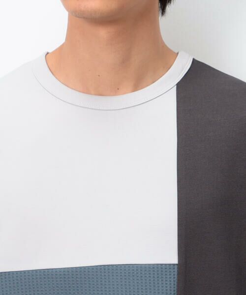 COMME CA ISM / コムサイズム Tシャツ | ストレッチポンチ×ワッフル ブロッキング 長袖Ｔシャツ | 詳細13