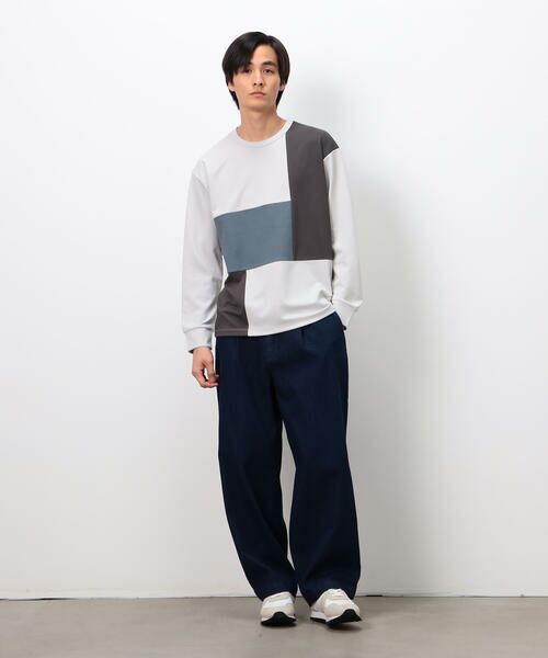 COMME CA ISM / コムサイズム Tシャツ | ストレッチポンチ×ワッフル ブロッキング 長袖Ｔシャツ | 詳細8