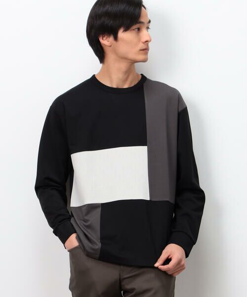 COMME CA ISM / コムサイズム Tシャツ | ストレッチポンチ×ワッフル ブロッキング 長袖Ｔシャツ | 詳細19