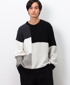 COMME CA ISM / コムサイズム ニット・セーター | パッチワーク風 クルーネックニット