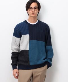 COMME CA ISM / コムサイズム ニット・セーター | パッチワーク風 クルーネックニット