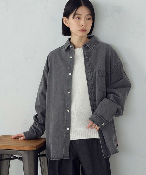 COMME CA ISM / コムサイズム シャツ・ブラウス | デニムビックシャツ（グレー）