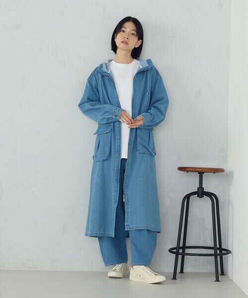 COMME CA ISM / コムサイズム ロング・マキシ丈ワンピース | デニムパーカーワンピース / セットアップ対応（サックス）