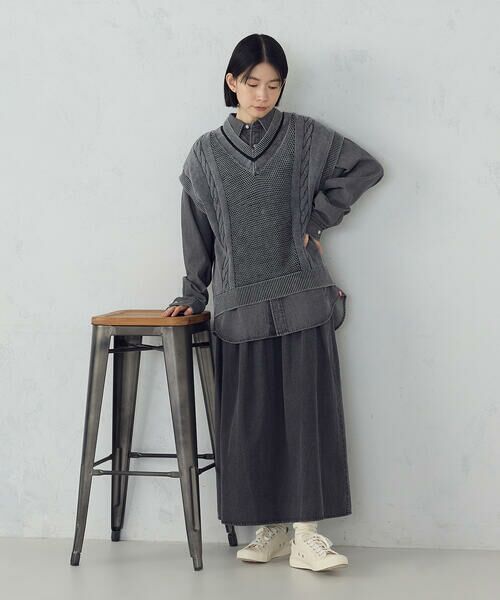 COMME CA ISM / コムサイズム デニムスカート | デニムタックフレアスカート / セットアップ対応 | 詳細5