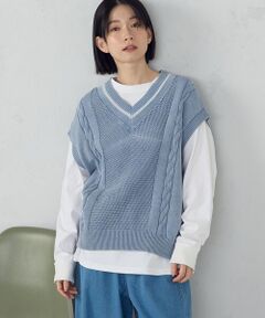 COMME CA ISM / コムサイズム ベスト | デニム調ニットベスト