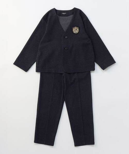 COMME CA ISM / コムサイズム セットアップ | ノーカラージャケットセットアップスーツ(140-160cm)（ネイビー）