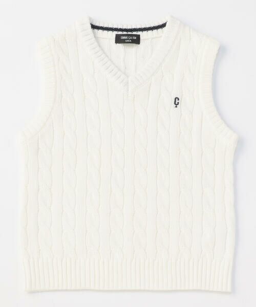 COMME CA ISM / コムサイズム ベスト | ケーブル編み ニットベスト（オフホワイト）