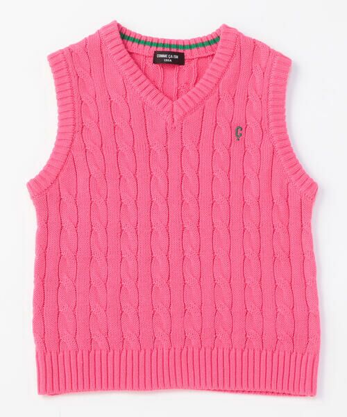 COMME CA ISM / コムサイズム ベスト | ケーブル編み ニットベスト（ピンク）