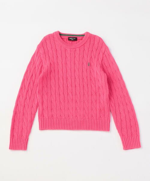 COMME CA ISM / コムサイズム ニット・セーター | ケーブル編み ニットプルオーバー（ピンク）