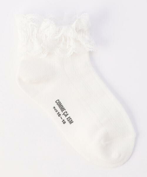 COMME CA ISM / コムサイズム ソックス | レース付き 針抜き柄 ショートソックス（ホワイト）