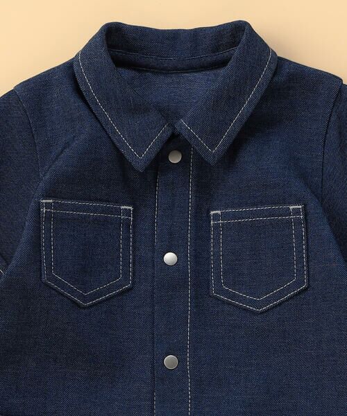 COMME CA ISM / コムサイズム ロンパース | デニムライクストレッチ つなぎ風フェイクレイヤード ツーウェイオール | 詳細2