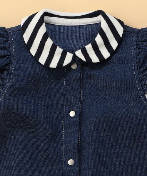 COMME CA ISM / コムサイズム ロンパース | デニムライクストレッチ 肩フリル フェイクレイヤードツーウェイオール | 詳細2