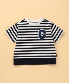 COMME CA ISM / コムサイズム Tシャツ | デニムワッペン付き ボーダー半袖Tシャツ (ベビーサイズ)