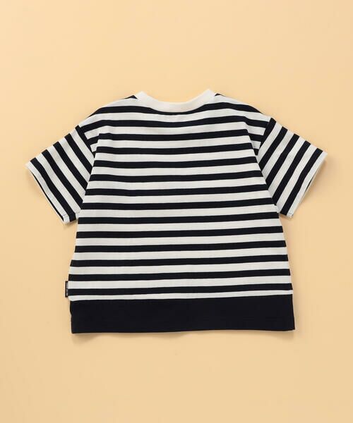 COMME CA ISM / コムサイズム Tシャツ | デニムワッペン付き ボーダー半袖Tシャツ (ベビーサイズ) | 詳細1
