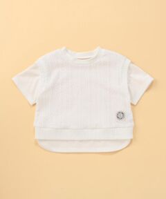 COMME CA ISM / コムサイズム Tシャツ | ケーブルジャカード フェイクレイヤード 半袖Tシャツ (ベビーサイズ)
