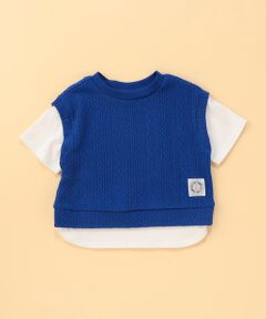 COMME CA ISM / コムサイズム Tシャツ | ケーブルジャカード フェイクレイヤード 半袖Tシャツ (ベビーサイズ)