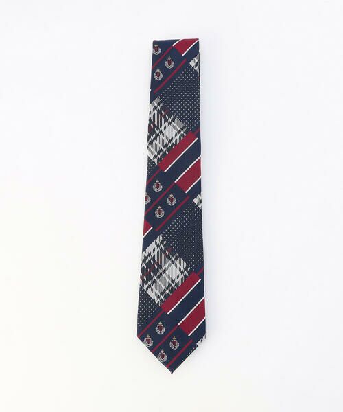 COMME CA ISM / コムサイズム ネクタイ | パッチワーク柄 ネクタイ（ネイビー×レッド）