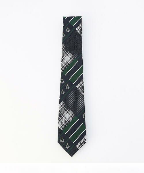 COMME CA ISM / コムサイズム ネクタイ | パッチワーク柄 ネクタイ（ネイビー×グリーン）