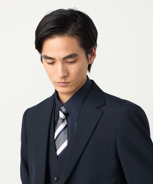 COMME CA ISM / コムサイズム ネクタイ | ヘリンボーンレジメン柄 ネクタイ（グレー）