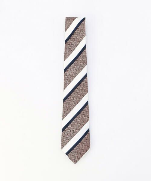 COMME CA ISM / コムサイズム ネクタイ | ヘリンボーンレジメン柄 ネクタイ（ブラウン）