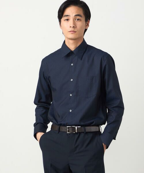 COMME CA ISM / コムサイズム シャツ・ブラウス | 市松柄 ドレスシャツ（ネイビー）