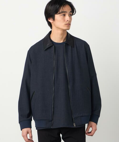 COMME CA ISM / コムサイズム ブルゾン | デニムライクストレッチ ジップアップブルゾン(ネイビー)