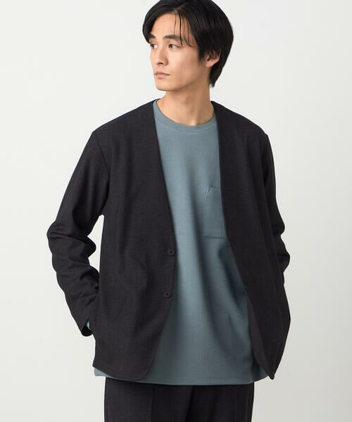 COMME CA ISM / コムサイズム セットアップ | 【セットアップ対応】デニムライクストレッチ ノーカラージャケット（ブラック）