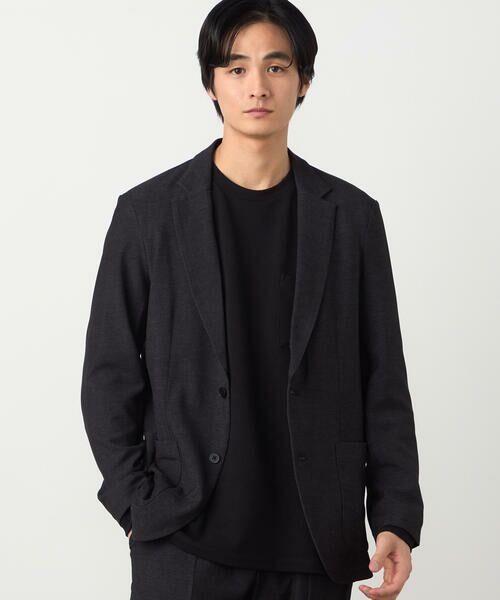 COMME CA ISM / コムサイズム セットアップ | 【セットアップ対応】デニムライクストレッチ テーラードジャケット(ブラック)