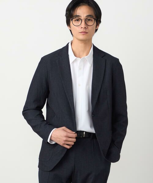 COMME CA ISM / コムサイズム セットアップ | 【セットアップ対応】デニムライクストレッチ テーラードジャケット(ネイビー)