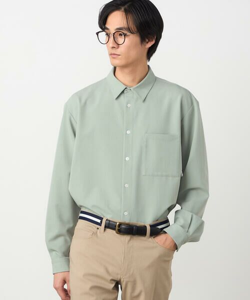 COMME CA ISM / コムサイズム シャツ・ブラウス | ウールライクストレッチツイル ショートポイントカラーシャツ(ミント)