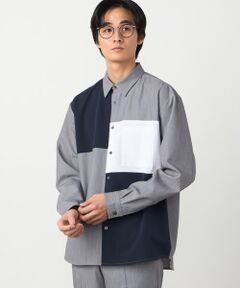 COMME CA ISM / コムサイズム シャツ・ブラウス | ウールライク ストレッチツイル ブロッキングシャツ